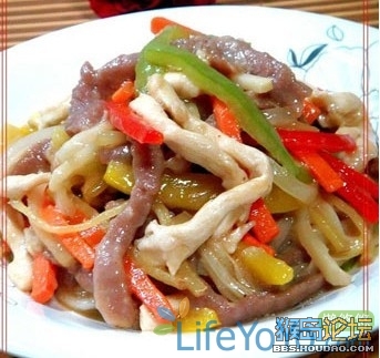 美食菜谱:五彩鸳鸯柳